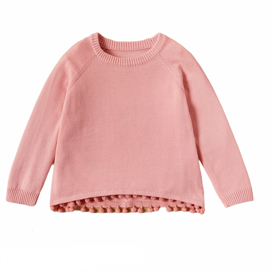 Pink Pom Pom Long Sleeve Top