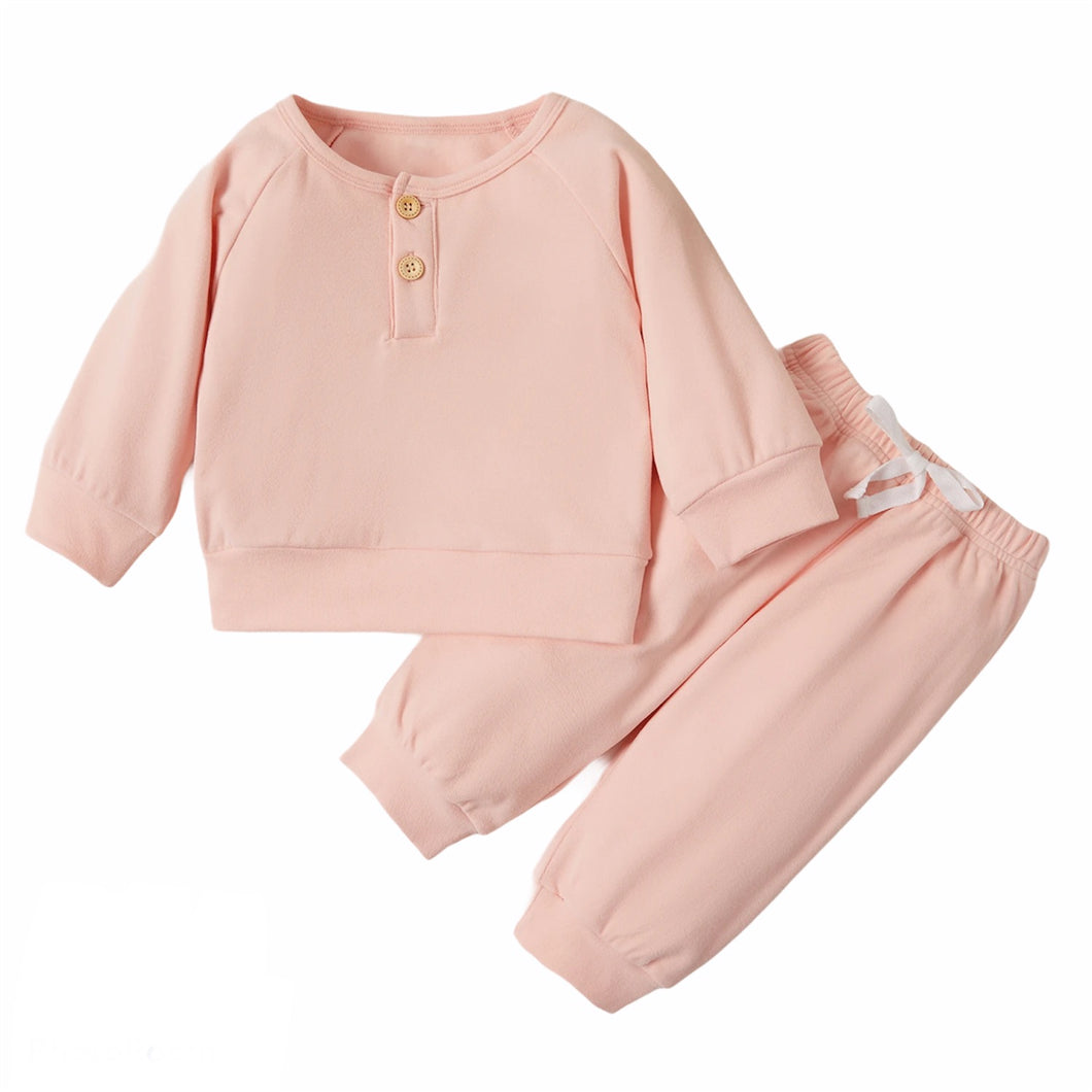 Button Top Lounge Set in Pink