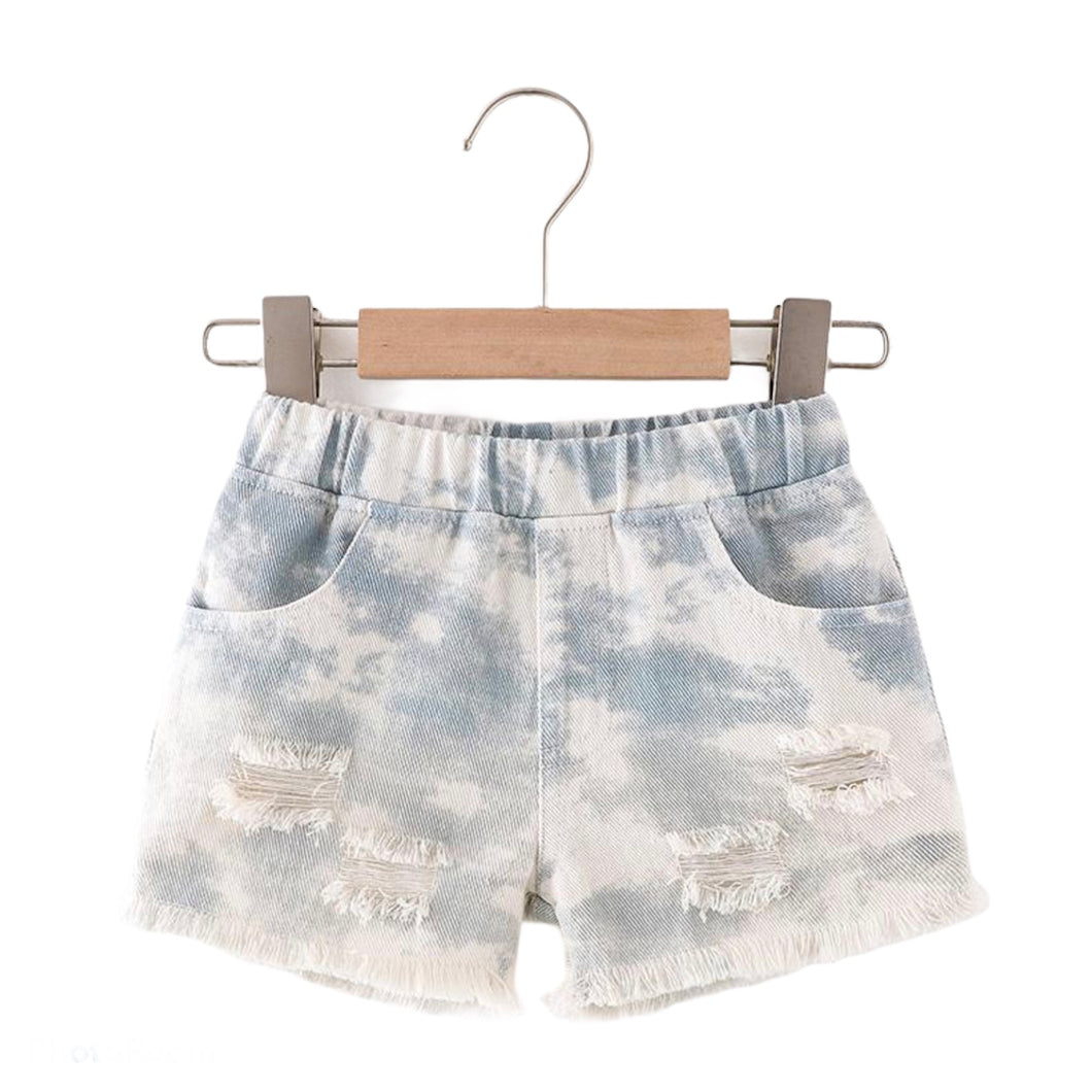 Ava Tie Dyed Ripped Denim Shorts