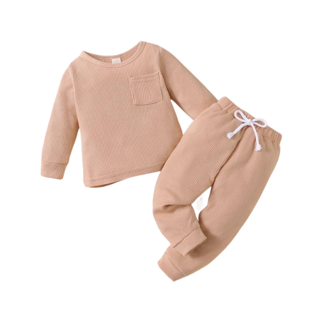 Peachy Nude Waffle Tracksuit