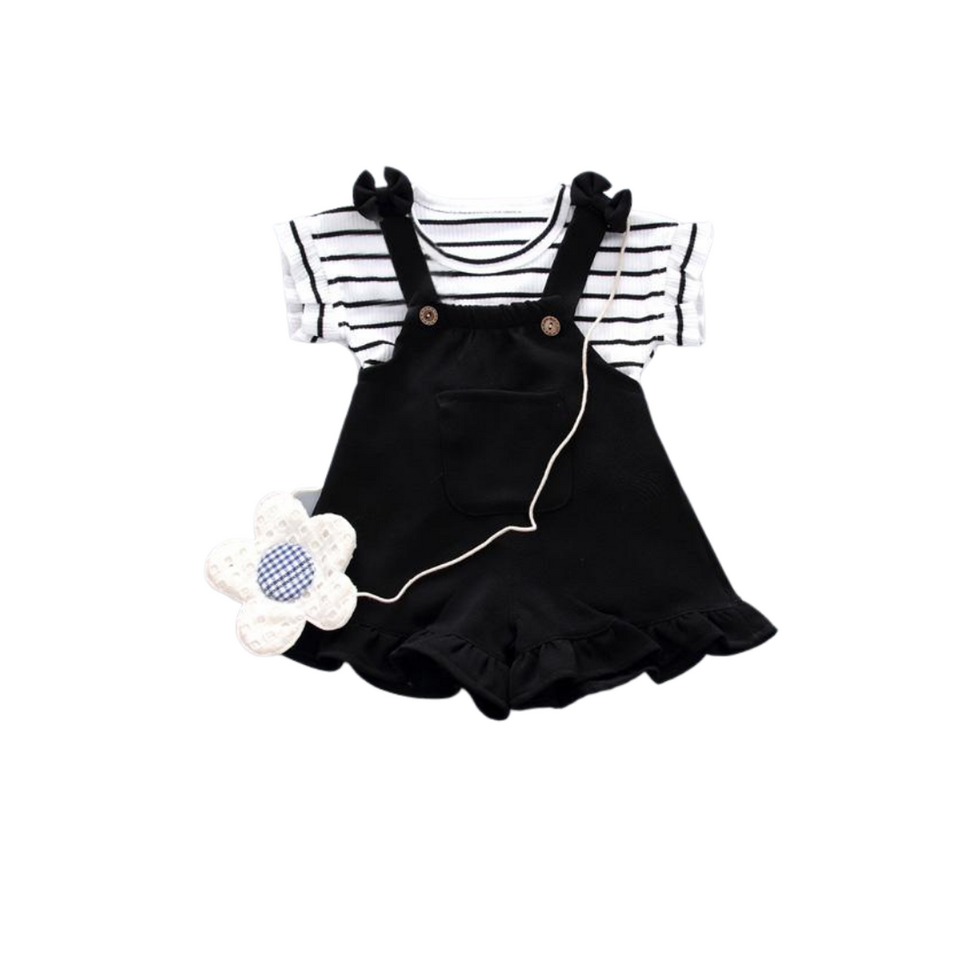 Amanda Black Overalls Set